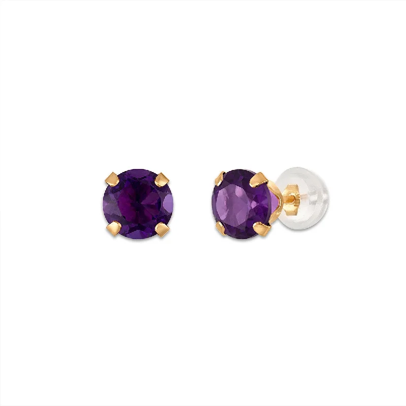 Celebrate With Sparkle – Jewelry Sale Now Live Fashion Forward Femininity Amethyst Birthstone Stud Earrings in 10KT Gold