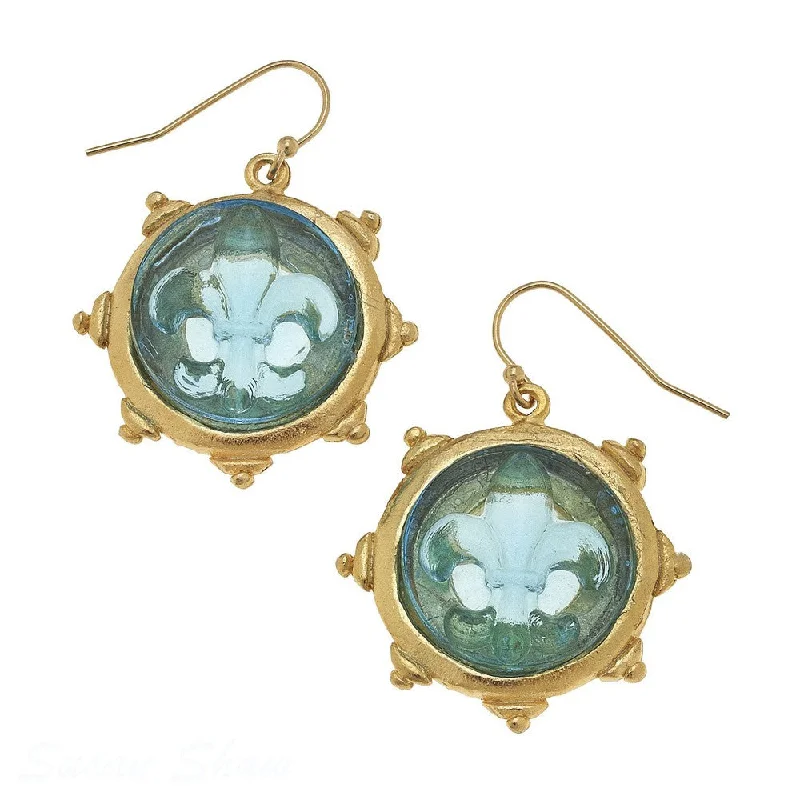 Personalized Jewelry Sale – Unique Pieces At Great Prices Aqua Venetian Glass Fleur De Lis Earrings