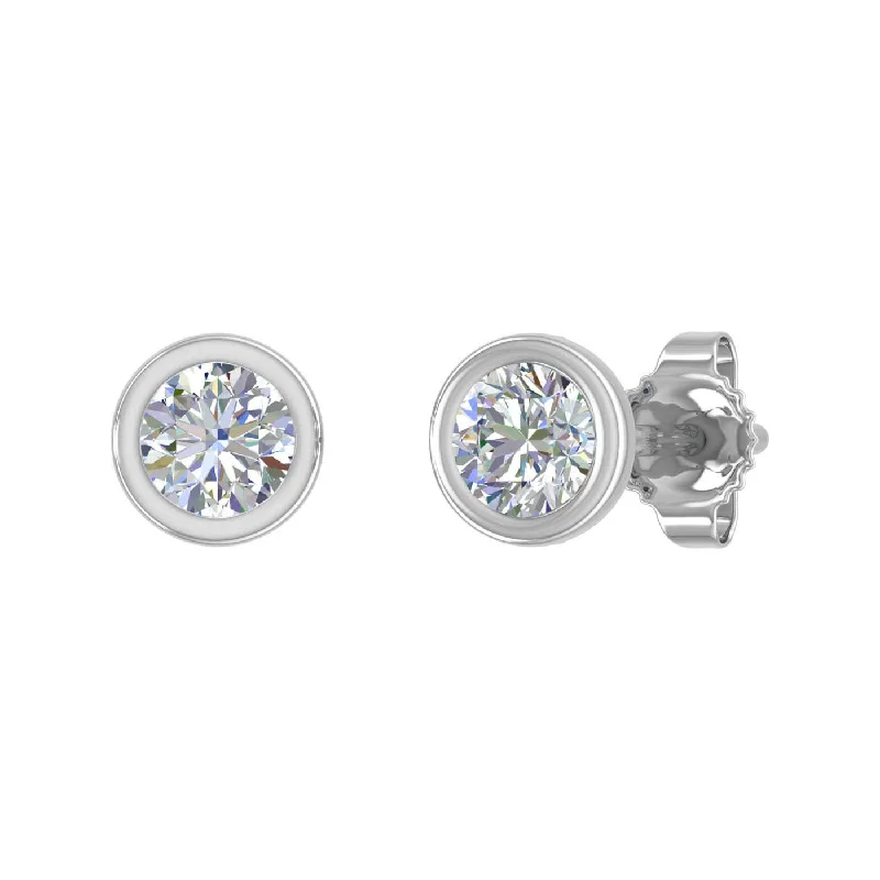 Dazzle With Discounts – Shop Jewelry On Sale Unleash Your Trend Driven Style Bezel Set Diamond Stud Earrings in Gold (0.35 Carat)