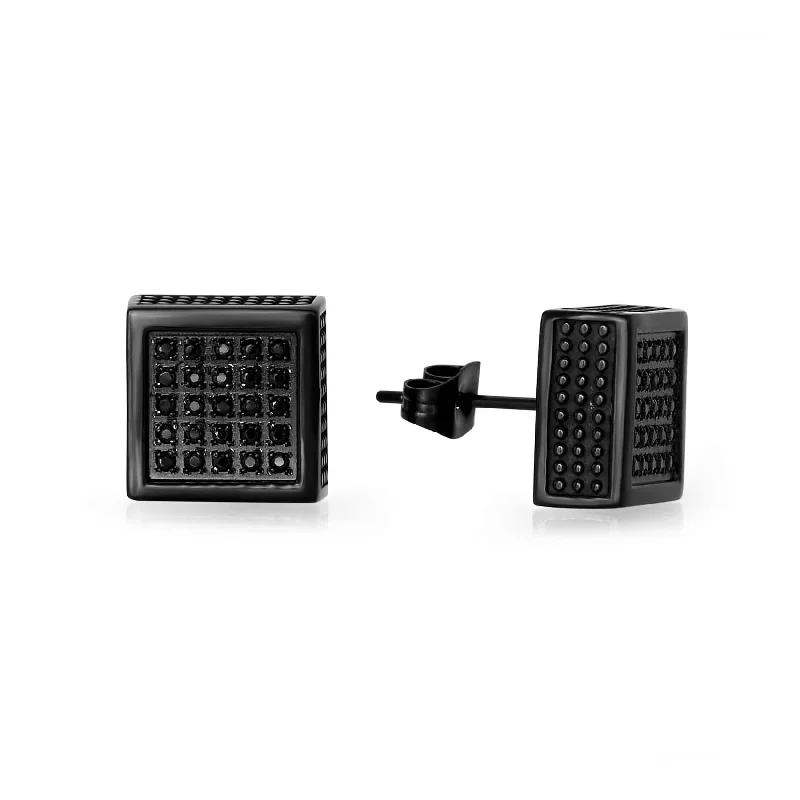 Best-Selling Jewelry Now Available At Special Deals Sustainable Fashion Extravaganza Black IP Stainless Steel 1/3 CTW Pave Black Diamond Stud Earrings