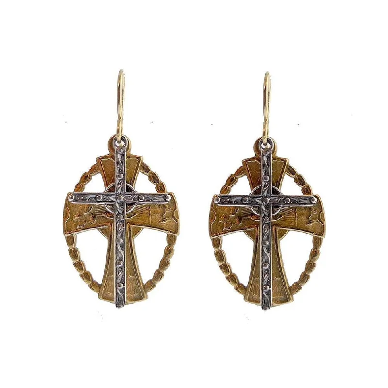 Elegant Jewelry, Affordable Luxury – Shop Now Bronze and Silver Cross Earrings