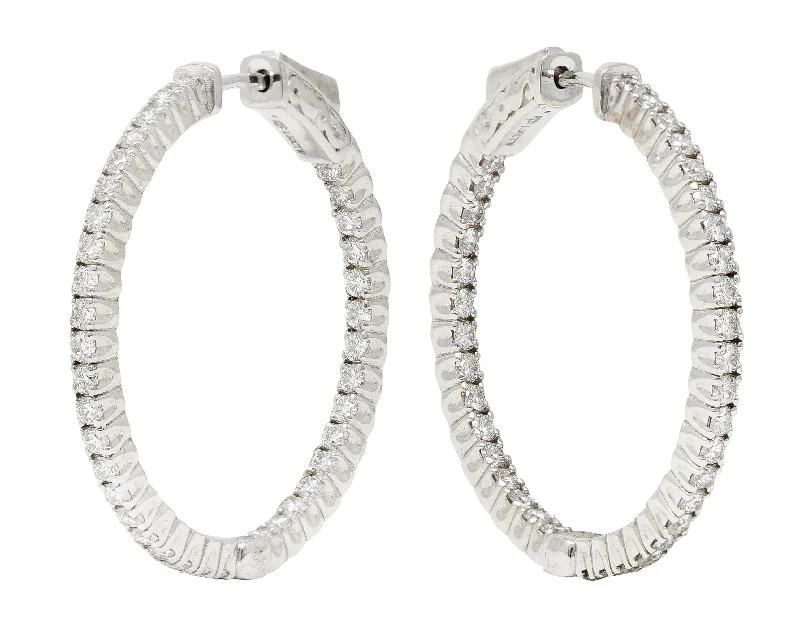 Seasonal Jewelry Deals – Elevate Your Style Athleisure Style Sale Contemporary 1.50 CTW Diamond 14 Karat White Gold 30 MM Hoop Earrings