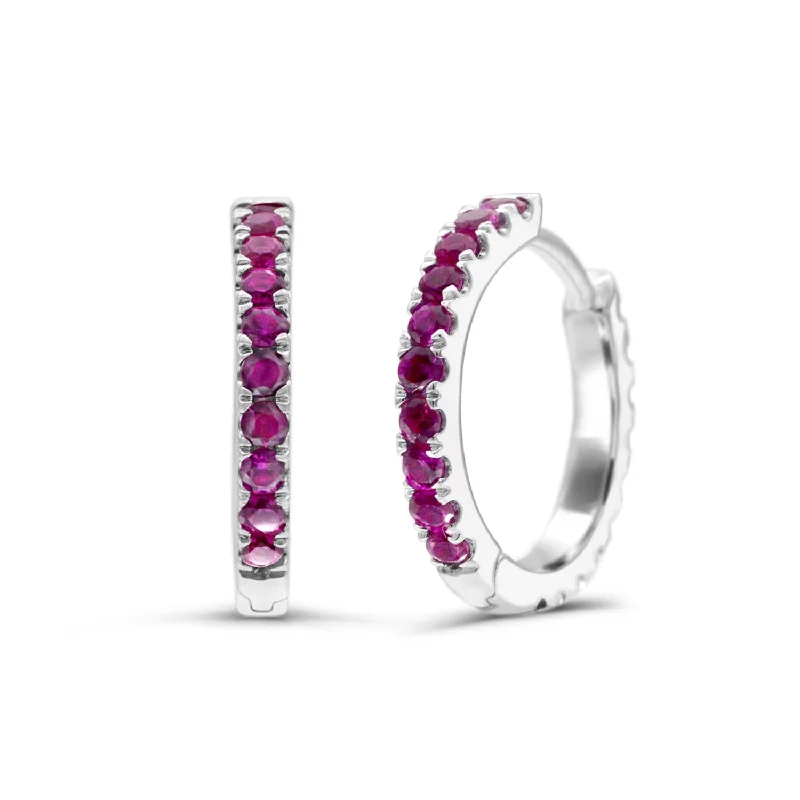 Elegant Designs, Unbeatable Discounts – Shop Jewelry Now Bold Style Discounts Created Ruby and White Sapphire Reversible Hoop Earrings in Sterling Silver