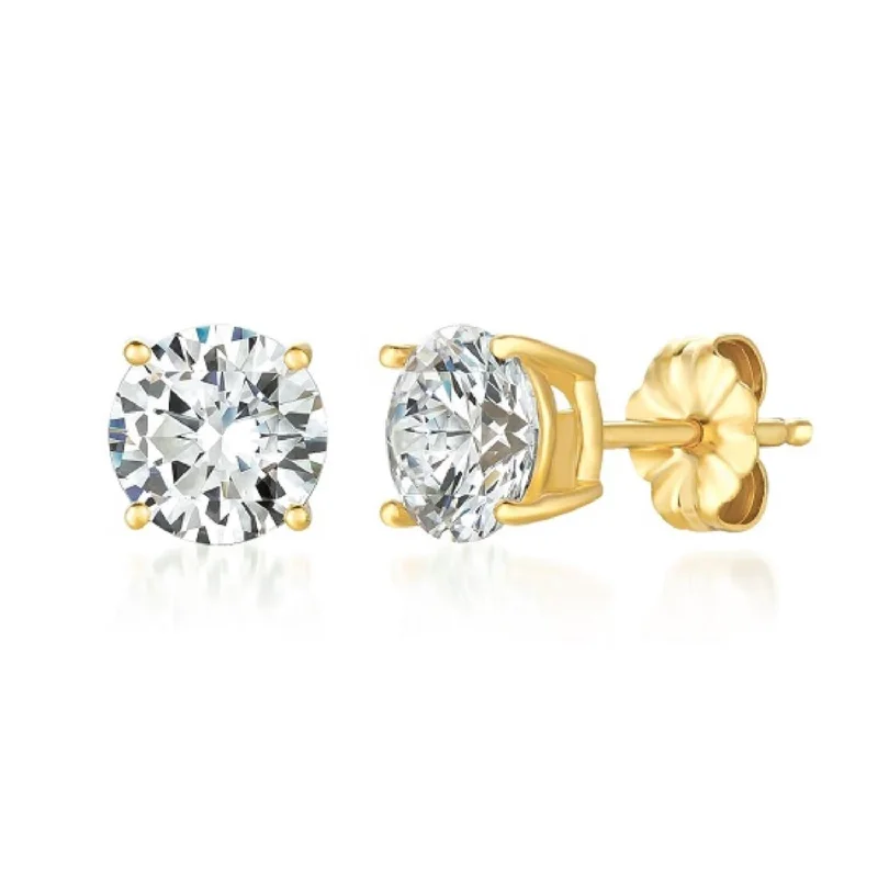 Exclusive Jewelry Sale – Shine For Less Limited Stock, Big Discounts Crislu 18KT Yellow Gold Plated Sterling Silver 3 CTW Round Cubic Zirconia Stud Earrings