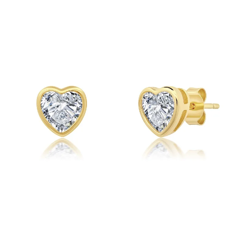 Exclusive Jewelry Offers – Sparkle For Less Huge Discounts This Week Crislu 18KT Yellow Gold Plated Sterling Silver Heart Stud Earrings