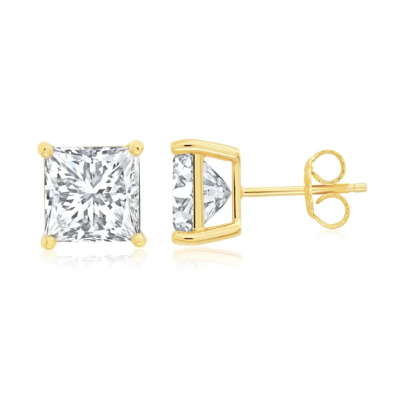 Personalized Jewelry Sale – Meaningful Gifts At Great Prices Embrace New Fashion Crislu 18KT Yellow Gold Plated Sterling Silver Princess Cut Cubic Zirconia Stud Earrings