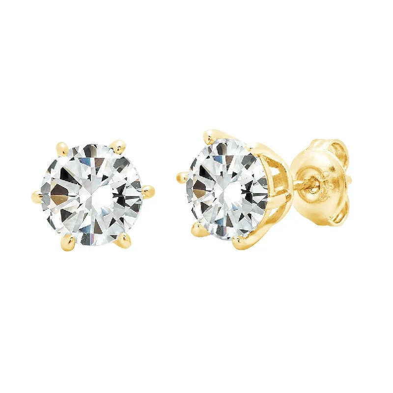 Exclusive Jewelry Sale – Grab Timeless Pieces Now Fashion Sale Crislu 18KT Yellow Gold Plated Sterling Silver Round Cubic Zirconia Solitaire Stud Earrings