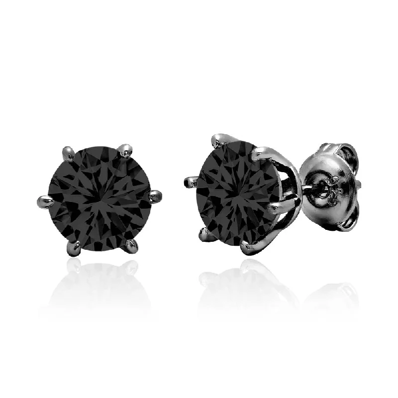 Elegant Jewelry, Exclusive Prices – Shop Now Winter Warehouse Sale Crislu Black Rhodium Sterling Silver Round Cubic Zirconia Solitaire Stud Earrings