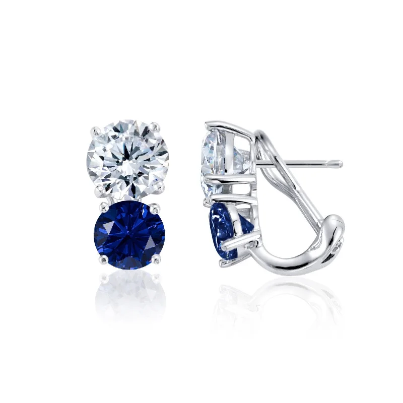 Trending Jewelry Now At Unbeatable Prices Daily Deals Crislu Blue and White Cubic Zirconia Earrings in Sterling Silver