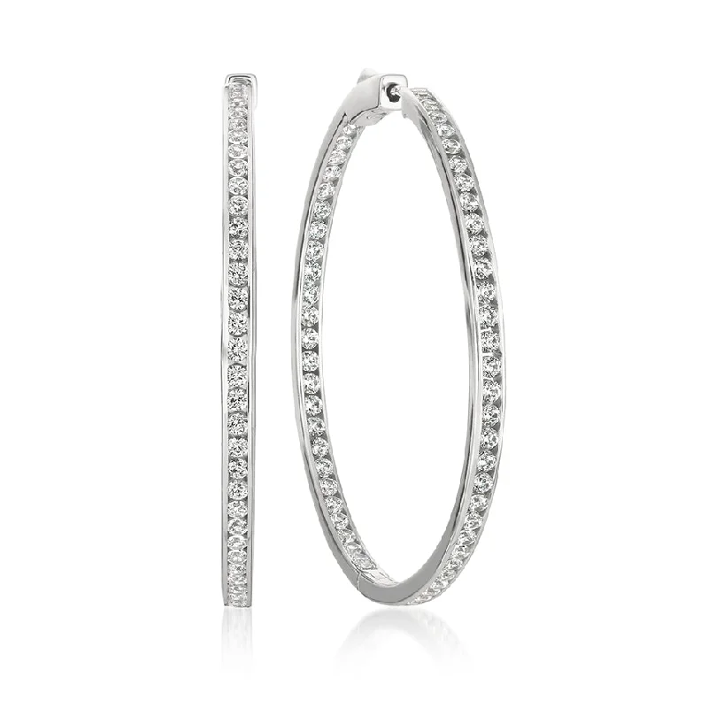 Unmissable Deals On Handmade Jewelry Collections New Season Fashion Preview Sale Crislu Platinum Plated Sterling Silver Cubic Zirconia In & Out Hoop Earrings