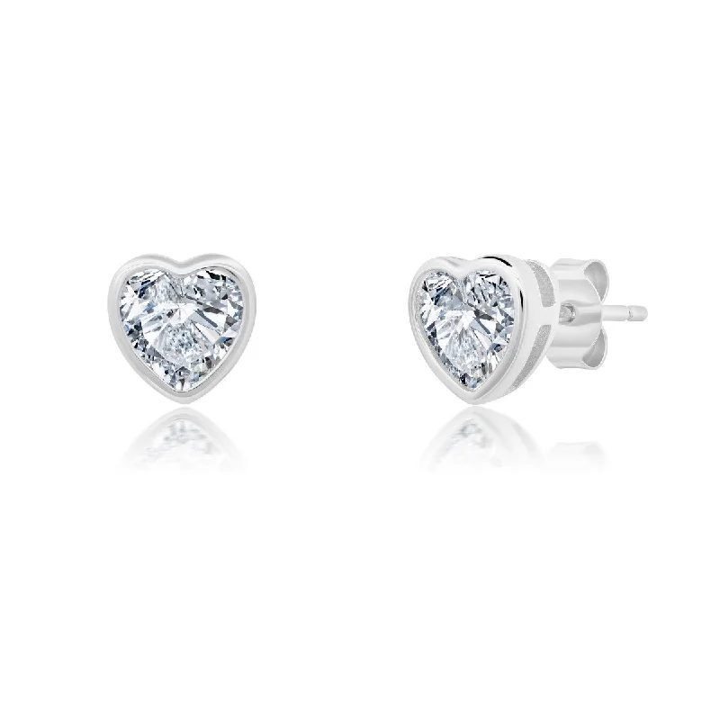 Affordable Gold-Plated Jewelry For Modern Fashion Elegant Fashion Offers Crislu Platinum Plated Sterling Silver Heart Stud Earrings