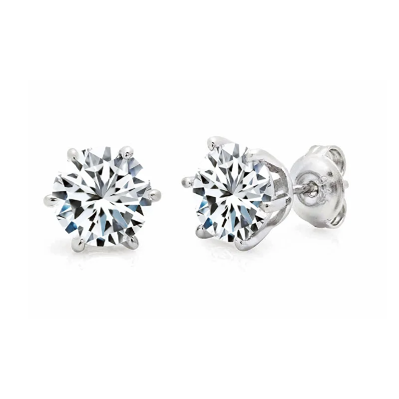 Limited-Stock Jewelry Sale – Once It's Gone, It's Gone Clearance Sale, All Cheap Crislu Platinum Plated Sterling Silver Round Cubic Zirconia Solitaire Stud Earrings