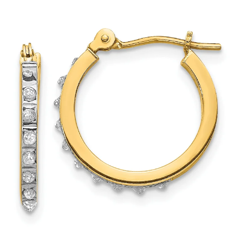 Glamorous Jewelry, Glamorous Deals – Shop Now Casual Yet Chic Sales Diamond Fascination 1/100 CTW Hinged Diamond Accent Leverback Hoop Earrings in 14KT Yellow Gold