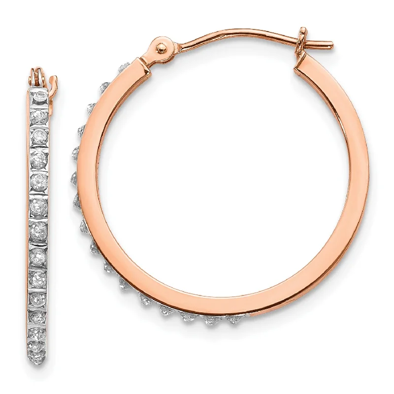 Shop Stylish Jewelry Now And Save Big Diamond Fascination 14KT Rose Gold Diamond 25X2MM Diamond Accent Hoop Earrings