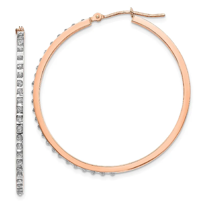 Limited-Time Offer On Premium Jewelry Collections Spring Fashion Diamond Fascination 14KT Rose Gold Diamond 40X2MM Diamond Accent Hoop Earrings