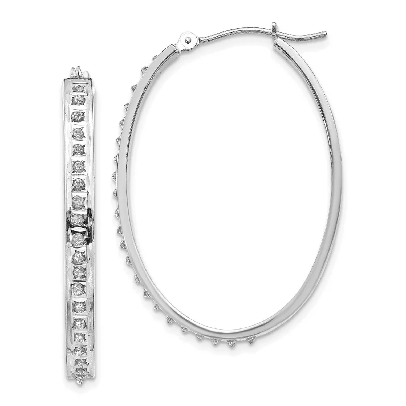 Don't Miss Our Biggest Jewelry Sale Of The Season Diamond Fascination 14KT White Gold 37X4MM Diamond Accent Hoop Earrings