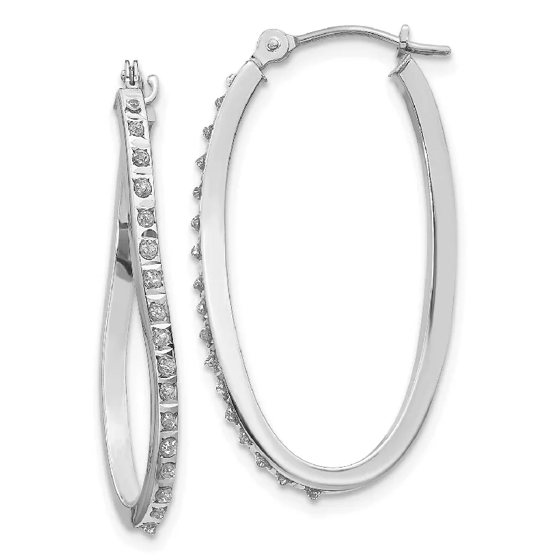 Shop Dazzling Jewelry With Special Promotional Discounts Latest Fashion Diamond Fascination 14KT White Gold Diamond 30X1MM Diamond Accent Twist Hoop Earrings