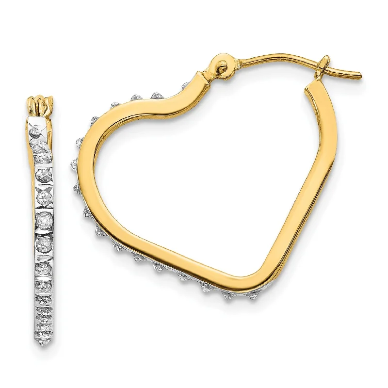 Limited-Time Offer On Elegant Jewelry Pieces Diamond Fascination 14KT Yellow Gold 16X1MM Hinged Heart Hoop Earrings