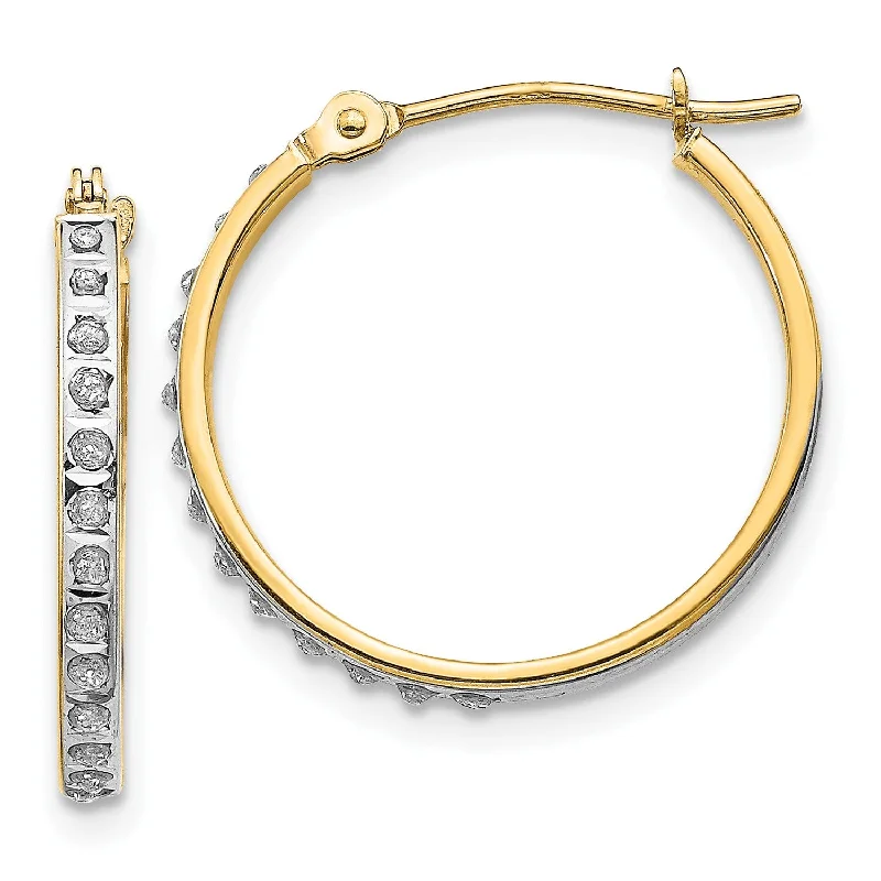 Discounted Jewelry For A Glamorous Look Diamond Fascination 14KT Yellow Gold 20X2MM Diamond Accent Hoop Earrings