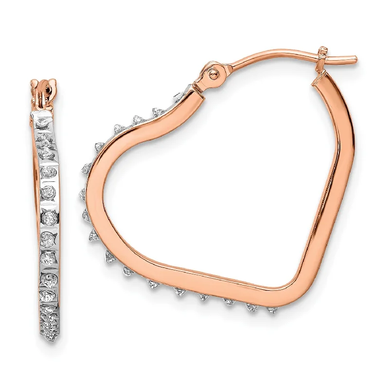 Must-Have Jewelry Pieces At Reduced Prices Contemporary Chic Promotions Diamond Fascination Diamond Accent Heart Hoop Earrings in 14KT Rose Gold