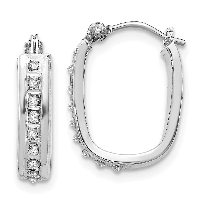 The Perfect Jewelry Piece At The Perfect Discount Contemporary Casual Deals Diamond Fascination Diamond Accent Hinged Hoop Earrings in 14KT White Gold