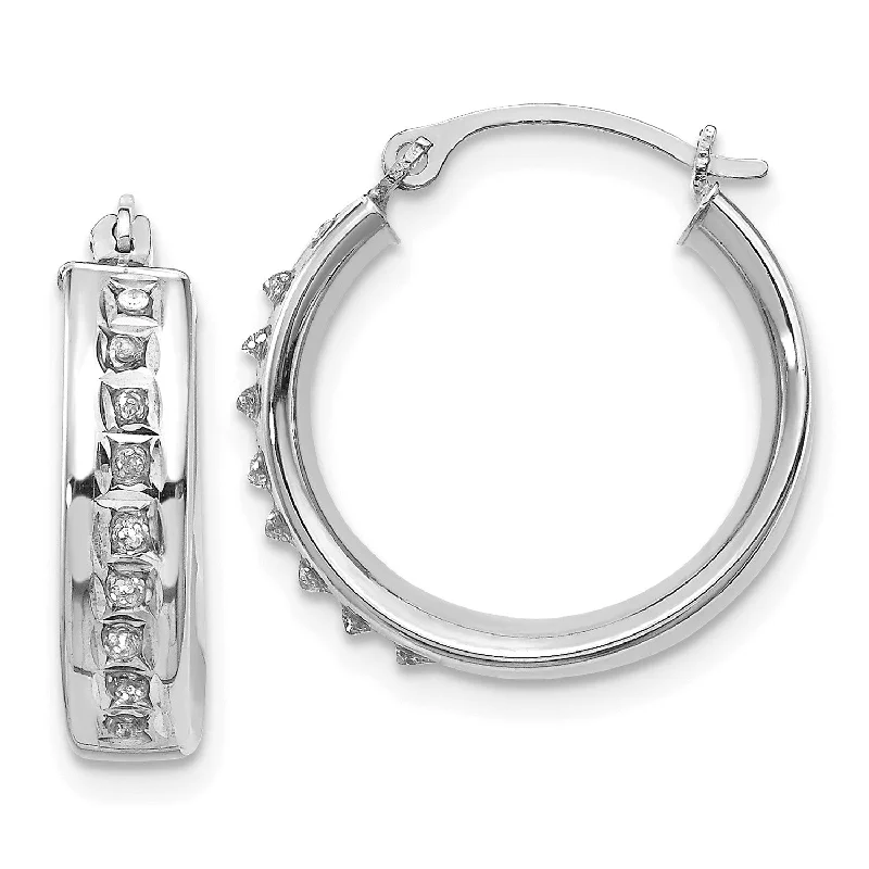 Exclusive Jewelry Markdowns – Limited-Time Offer Playful Fashion Offers Diamond Fascination Hinged Diamond Accent Hoop Earrings in 14KT White Gold