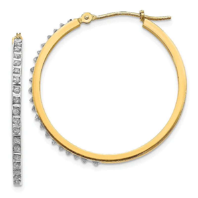 Jewelry Sale Bonanza – Grab Your Sparkle Now Low Price Special Diamond Fascination Hinged Diamond Accent Hoop Earrings in 14KT Yellow Gold