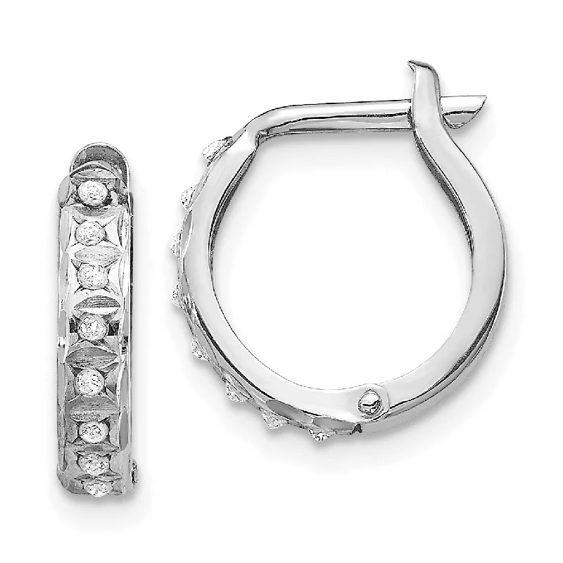 Unmissable Jewelry Clearance – Final Reductions Flirty Fashion Discounts Diamond Fascination Hinged / Huggie Diamond Accent Hoop Earrings in 14KT White Gold