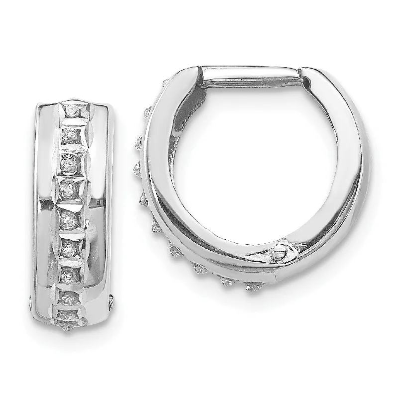 Stunning Statement Jewelry, Unbeatable Discounts Flash Sale Diamond Fascination Hinged / Huggie Diamond Accent Hoop Earrings in 14KT White Gold