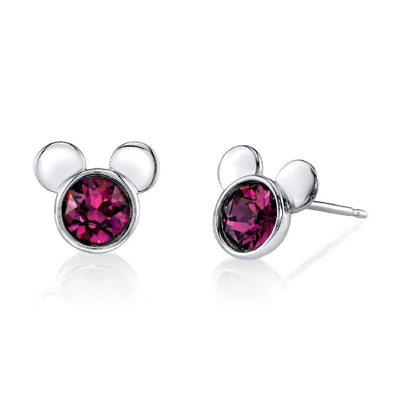 Limited-Time Offer On Elegant Jewelry Pieces Sale Event, Prices Rock Disney Sterling Silver Round Crystal Birthstone Mickey Mouse Stud Earrings