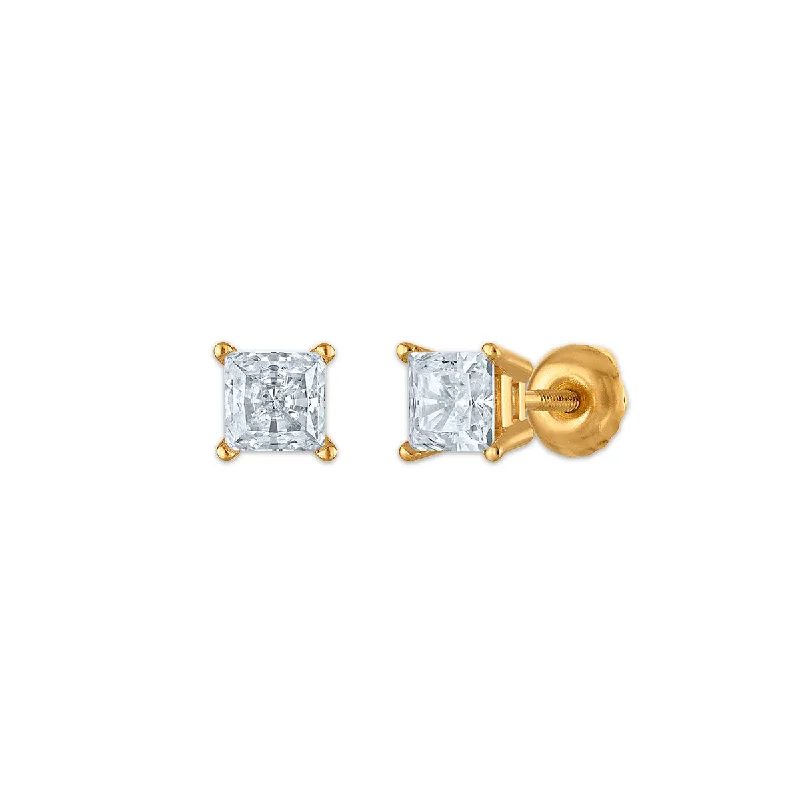 Premium Jewelry At Special Low Prices For A Limited Time Special Offers EcoLove 1/2 CTW Lab Grown Diamond Princess Cut Stud Earrings in 10KT Yellow Gold