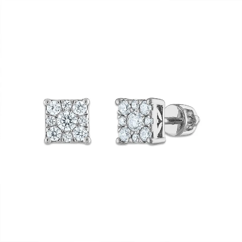 Accessorize For Less – Luxury Jewelry At Affordable Prices Vibrant Style Promotions EcoLove 1/2 CTW Lab Grown Diamond Cluster Stud Earrings in 14KT White Gold