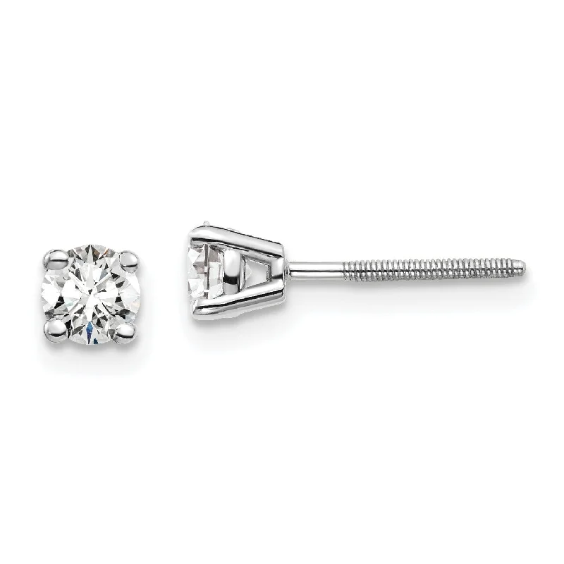 Elevate Your Outfit With Discounted Statement Jewelry Explore What'S New EcoLove 1/2 CTW Round GHI or IGI or GSI Certified Lab Grown Diamond Stud Screwback Earrings in 14KT White Gold