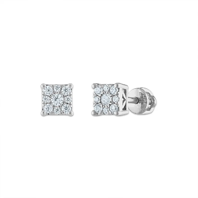 Customized Silver Jewelry For Unique Style New In This Season EcoLove 1/4 CTW Lab Grown Diamond Cluster Stud Earrings in 14KT White Gold