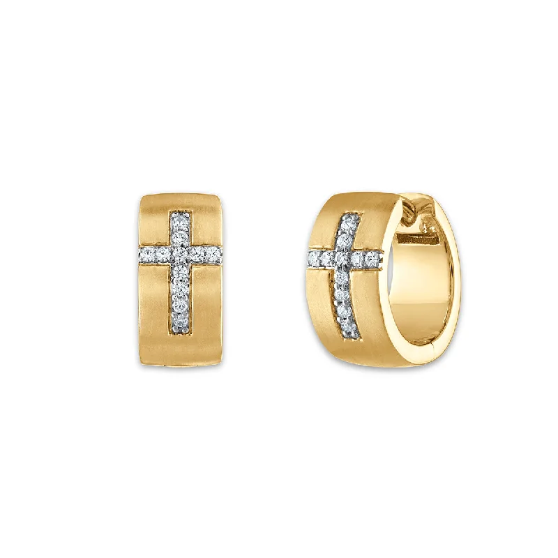 Save On Luxury Jewelry Pieces – Limited-Time Offers Luxe Style Discounts EcoLove 1/5 CTW Lab Grown Diamond Huggie Cross Earrings in Yellow Gold Plated Sterling Silver