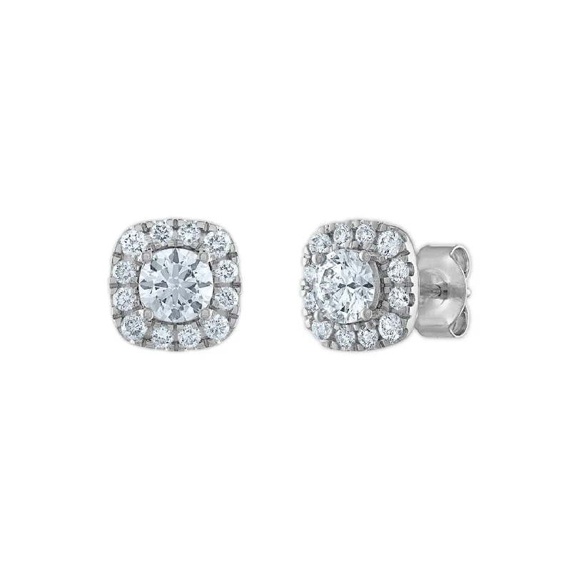 Glamorous Jewelry, Glamorous Deals – Shop Now Limited-Time Offer EcoLove 1 CTW Lab Grown Diamond Halo Stud Earrings in 14KT White Gold