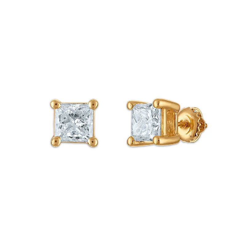 Elegant Jewelry, Exclusive Prices – Shop Now Flash Sale Now EcoLove 2 CTW Princess Cut Lab Grown Diamond Stud Earrings in 10KT Yellow Gold