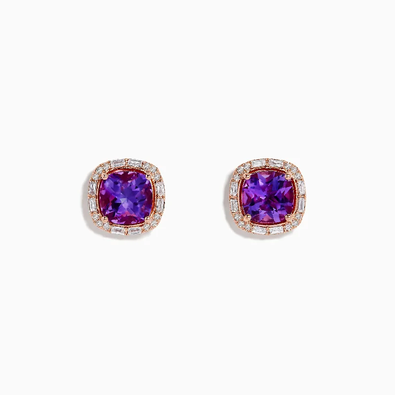 Best Jewelry Deals – Premium Quality At Exclusive Discounts End Of Season Sale 14K Rose Gold Amethyst and Diamond Stud Earrings