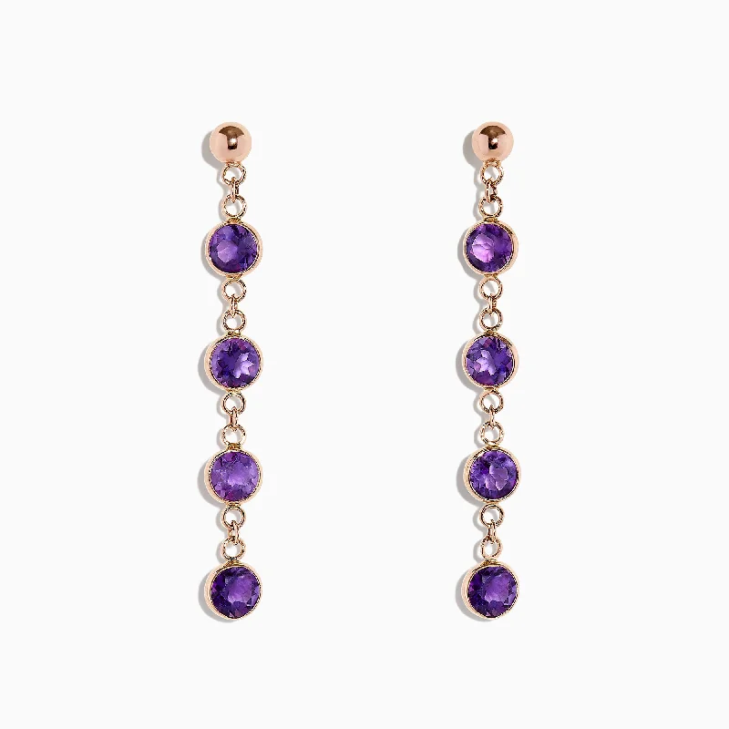 Celebrate With Sparkle – Jewelry Sale Now Live Exclusive Fashion Deals 14K Rose Gold Amethyst Station Earrings, 2.08 TCW