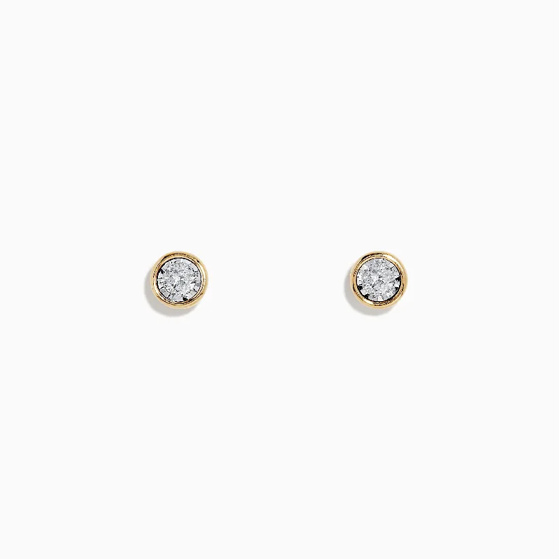 Flash Sale On Elegant Jewelry – Don't Miss Out Best-Sellers 14K Two-Tone Gold Bezel Set Diamond Solitaire Stud Earrings 0.23 TCW