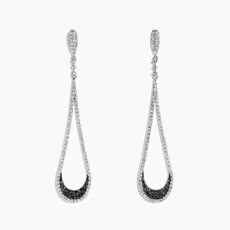 Best Jewelry Sale Prices – Limited-Time Offer Limited Stock 14K White Gold Black and White Diamond Drop Earrings, 1.70 TCW