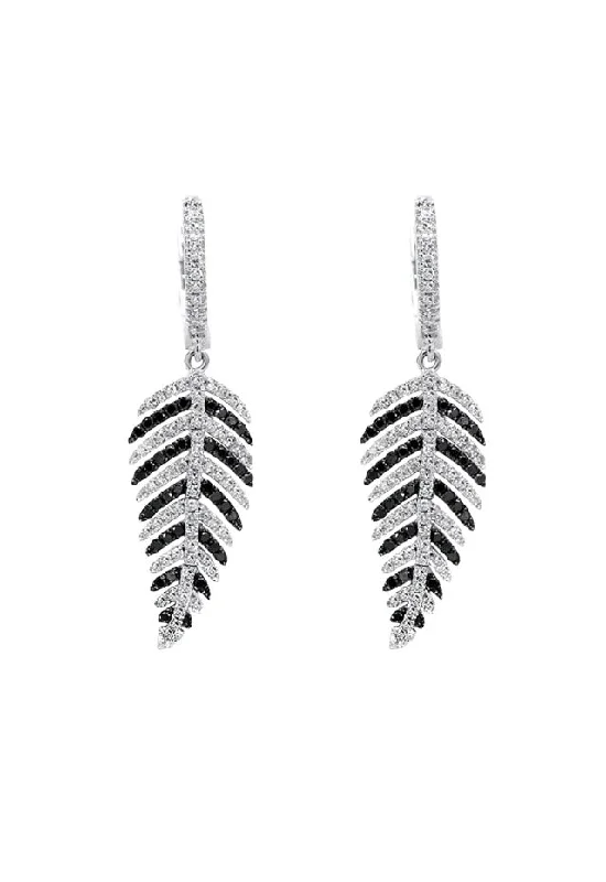 Luxury Jewelry At Unbeatable Discounts Dive Into Trendy Styles 14K White Gold Black and White Diamond Earrings, 1.05 TCW