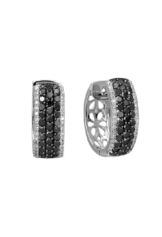 Premium Jewelry At Special Low Prices For A Limited Time Trendy Pulse 14K White Gold Black and White Diamond Earrings, 1.30 TCW