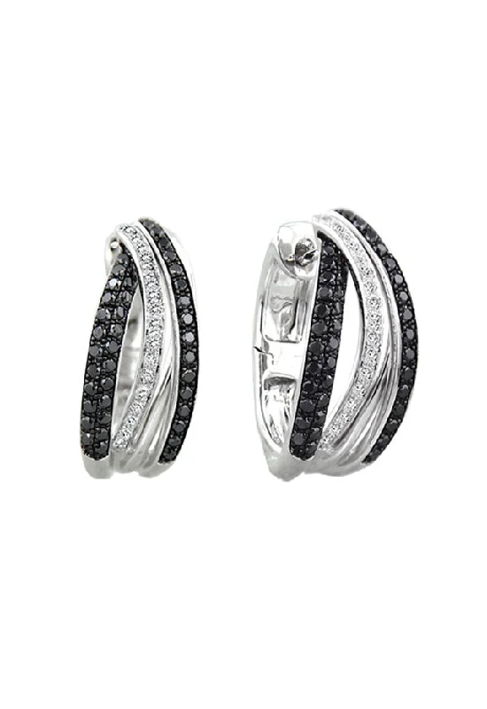 Flash Sale On Stunning Jewelry – Don't Miss Out Unleash Your Trend Driven Style 14K White Gold Black and White Diamond Earrings, .71 TCW