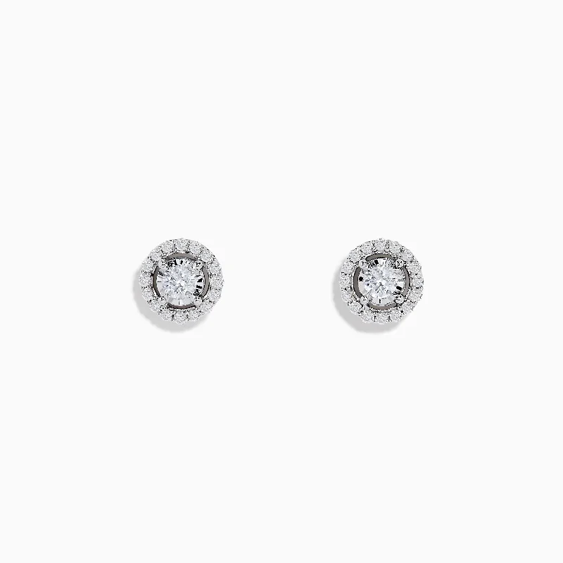 Exclusive Online Jewelry Sale – Don't Wait Mega Sale Pave Classica 14K White Gold Diamond Halo Stud Earrings 0.48 TCW