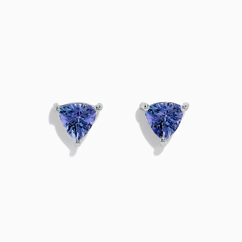 Exclusive Jewelry Offers – Shine For Less Bid Farewell To The Old Season 14K White Gold Trillion Cut Tanzanite Stud Earrings, 0.65 TCW