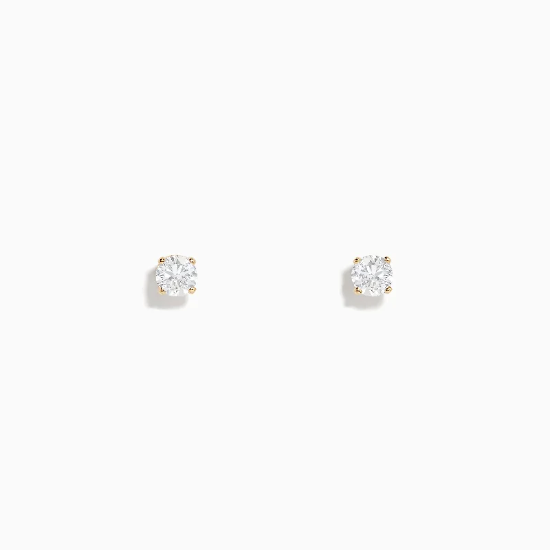 Jewelry Deals That Outshine The Rest Timeless Elegance Redefined 14K Yellow Gold Diamond Solitaire Stud Earrings 0.50 TCW