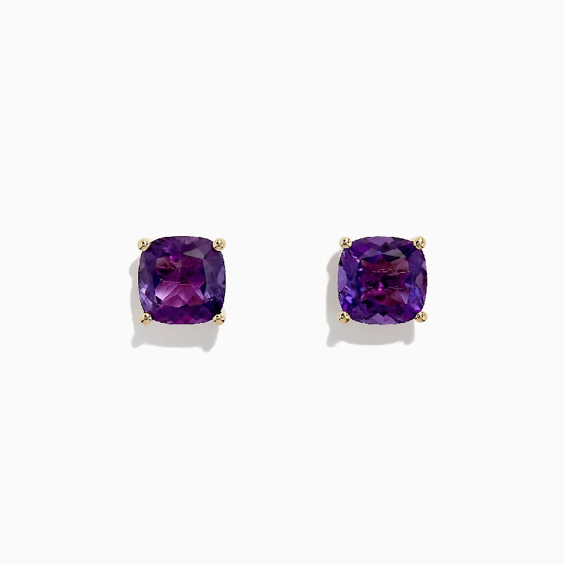 Customized Silver Jewelry For Unique Style Top Deals 14K Yellow Gold Amethyst Stud Earrings, 4.25 TCW