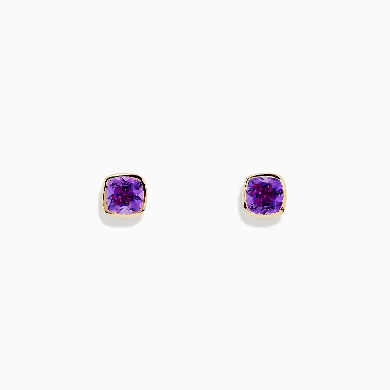 Shine Without Limits – Jewelry Sale Happening Now Imeless Style 14K Yellow Gold Amethyst Stud Earrings