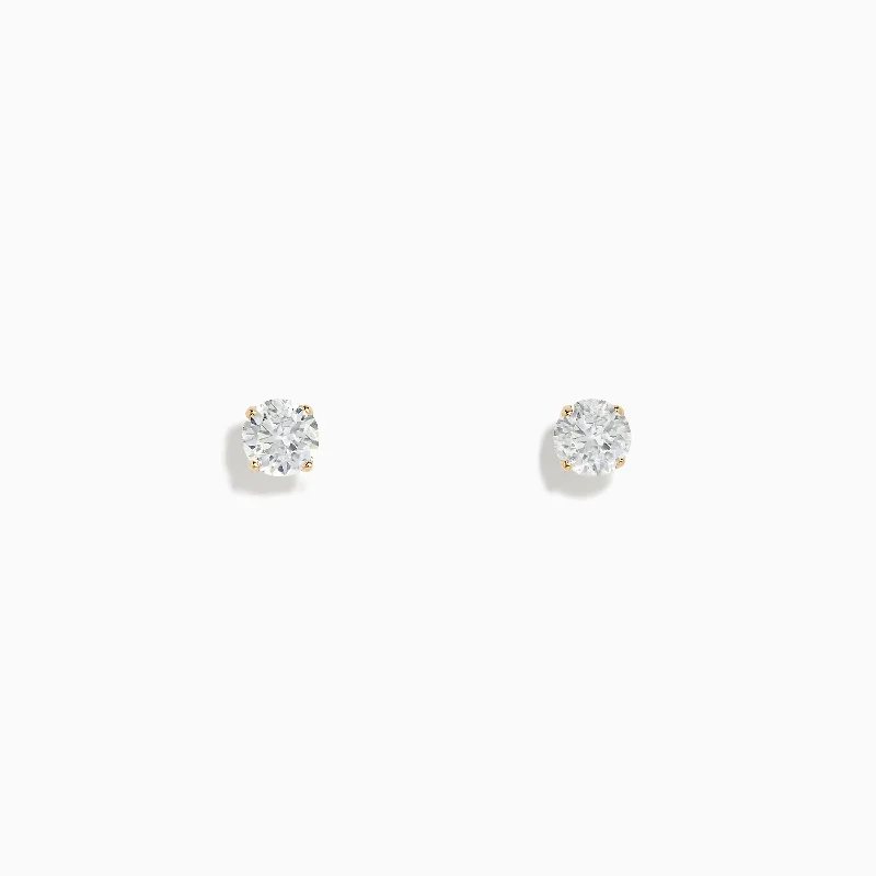 Exclusive Gemstone Jewelry At Special Prices Explore What'S New 14K Yellow Gold Diamond Solitaire Stud Earrings 0.75 TCW